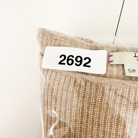 Label + Thread Wool Cashmere Knit Circle Poncho Sweater Beige - S - Picture 7 of 7